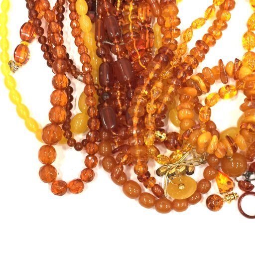 1円 琥珀 コハク ペンダントトップ 金具 K18 含む ネックレス イヤリング 他 アクセサリー 総重量約0.87kg A20715_画像5