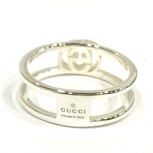 新品同様 グッチ 298036-J8400/8106/11 925インターロッキングG スリムオープンバンドリング ＃11 10号 GUCCI UE_画像3