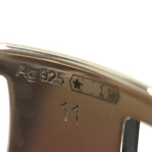 新品同様 グッチ 298036-J8400/8106/11 925インターロッキングG スリムオープンバンドリング ＃11 10号 GUCCI UE_画像6