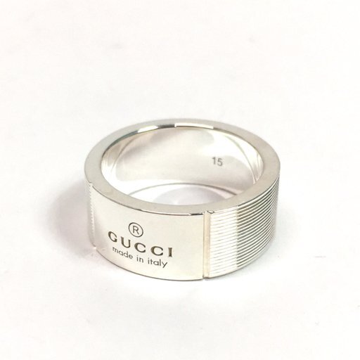 新品同様 グッチ 163179-J8400/8106/15 Ag925 ロゴリング 指輪 アクセサリー #15 約14号 ユニセックス 未使用品 UE_画像1