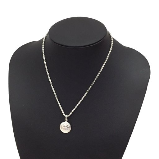 バーバリーズ ラウンド ロゴ メダルモチーフ ネックレス シルバーカラー アクセサリー 保存箱付き Burberrys QH102-80_画像2