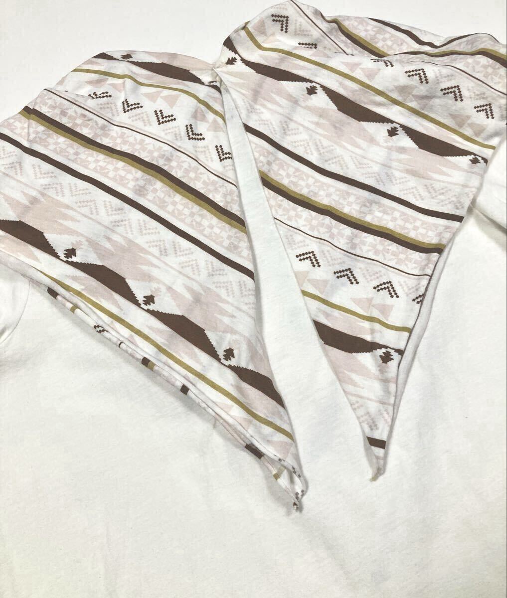 美品「RIVER ISLAND」ネイティブ柄ストール付き クルーネック 半袖 TEE トルコ製　L_画像6