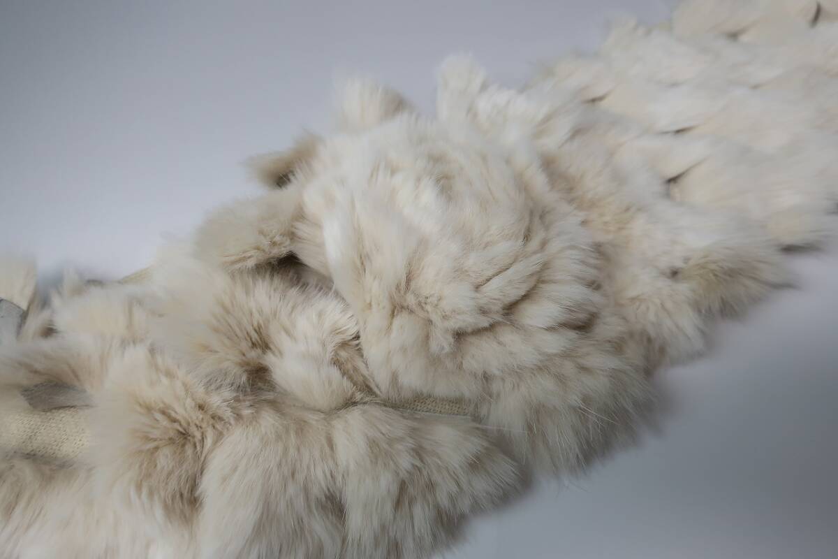 新品　アンテプリマ　ANTEPRIMA　フラワーモチーフ　ラビットファーマフラー　2AN60045-24　ホワイト系_画像6