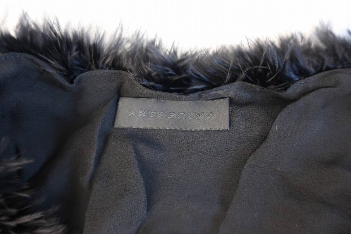 新品　アンテプリマ　ANTEPRIMA　羽毛　フェザー　ファー ケープ　ジャケット　ベスト　2AN68019　サイズ３４　ブラック系_画像10