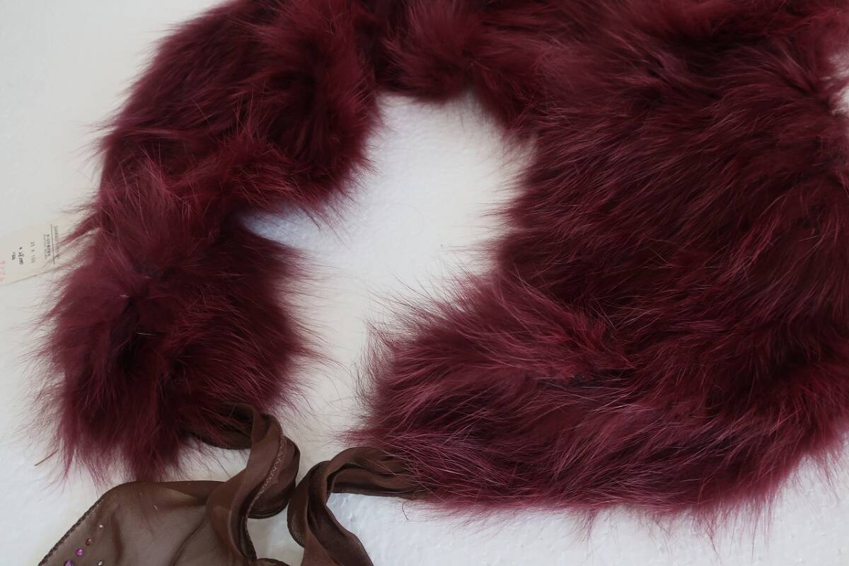 新品　ANTEPRIMA　アンテプリマ　リアルファー　フォックス　シフォン　2AN68011　ボルドー系_画像5