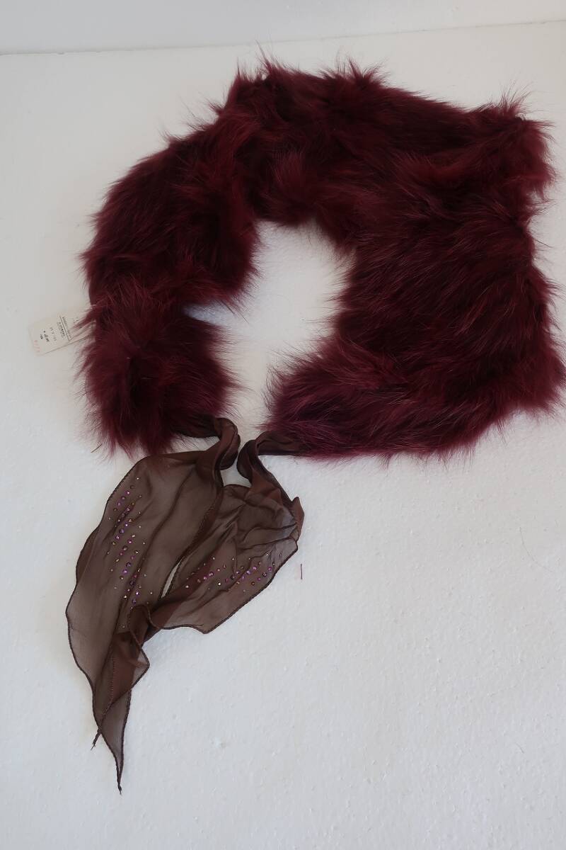 新品　ANTEPRIMA　アンテプリマ　リアルファー　フォックス　シフォン　2AN68011　ボルドー系_画像3