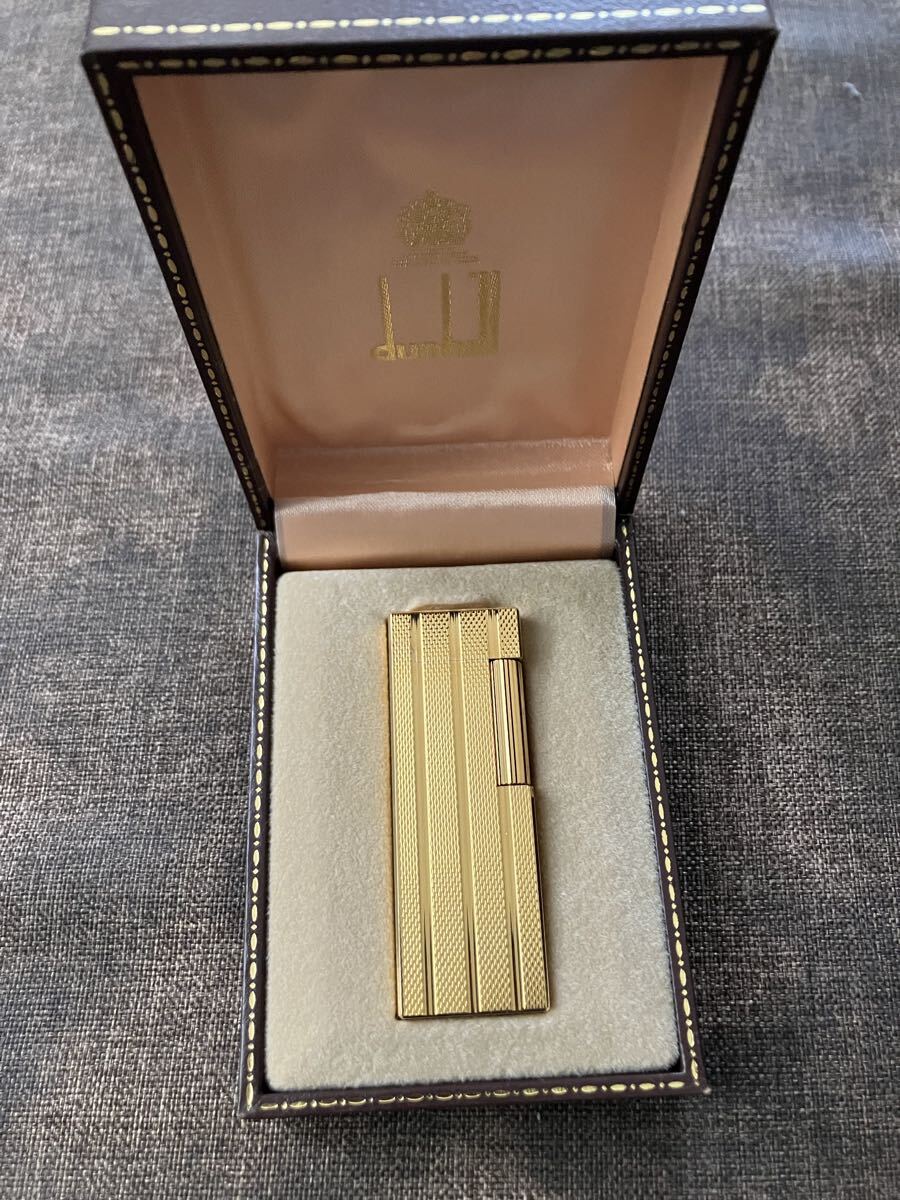 未使用保管品 Dunhill ダンヒル ライター ローラー式 ガスライター ゴールドカラー スクエア 着火未確認 1円〜_画像1