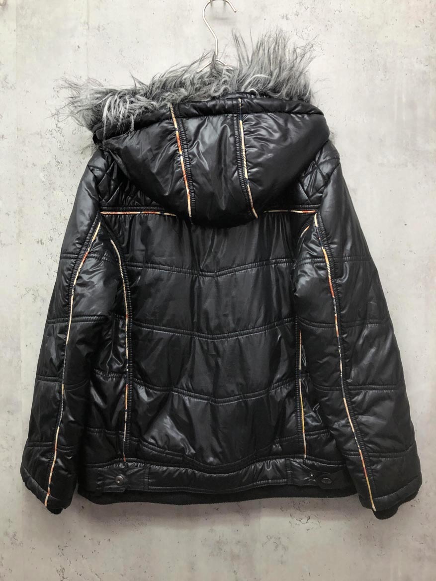 雅結 みやびむすび フード ファー ジップアップ 中綿 ジャケット size150/黒 ■■ ☆ fjc2 子供服_画像2