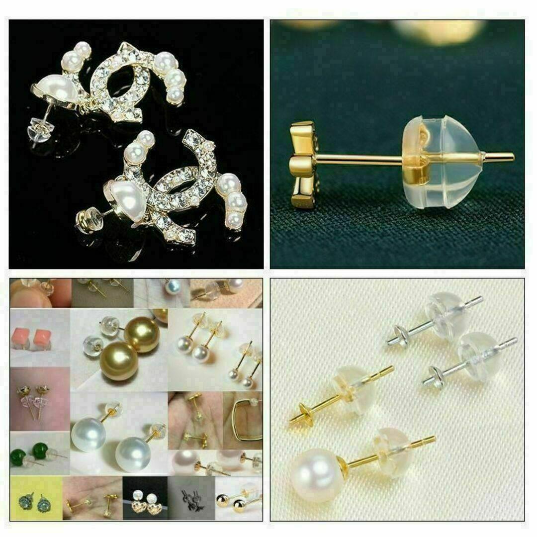 ピアスキャッチシリコン落ちないゴールドG18ダブルロック10個ハンドメイド_画像3