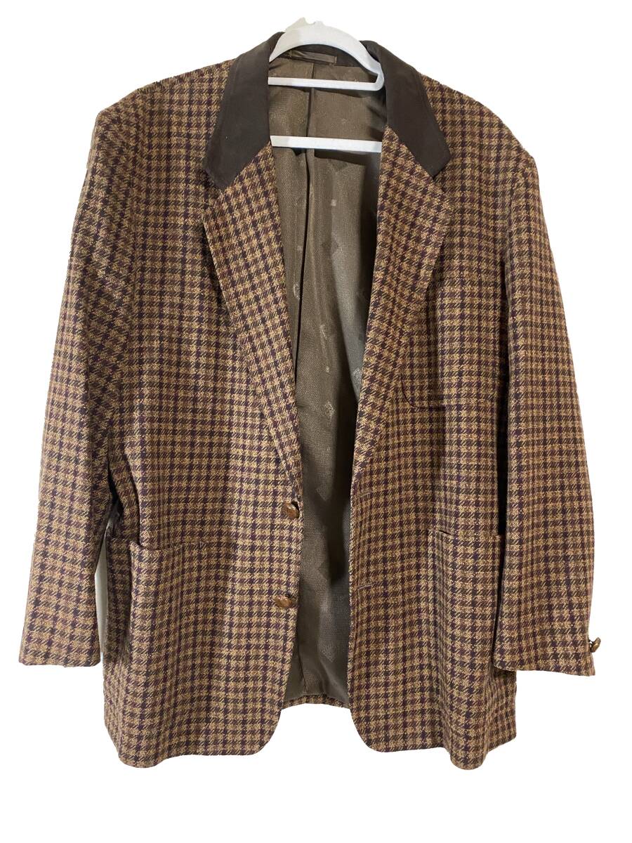 Christian　Dior　ディオール　ジャケット メンズ 　エンジ系　チェック_画像1