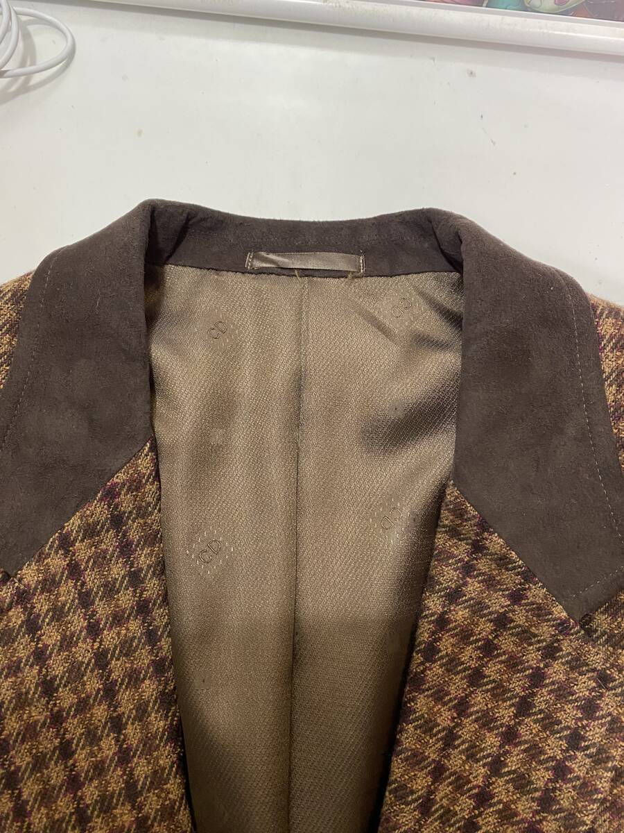 Christian　Dior　ディオール　ジャケット メンズ 　エンジ系　チェック_画像3