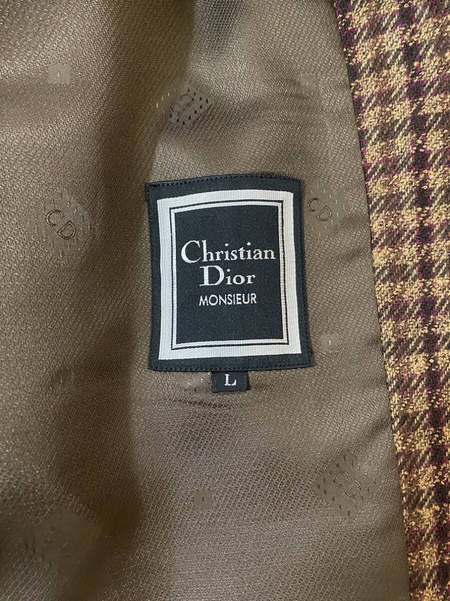 Christian　Dior　ディオール　ジャケット メンズ 　エンジ系　チェック_画像4