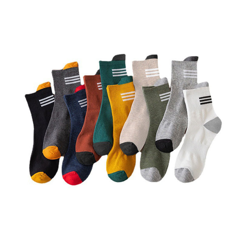 メンズ ソックス 10足セット 靴下 クルーソックス 通気 抗菌防臭 春夏秋 スポーツ カジュアル 厚み ライン 送料無料 新品 まとめ売り_画像5