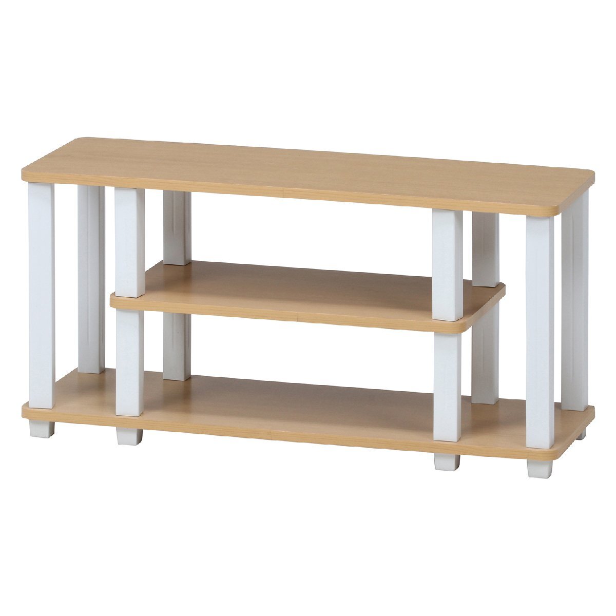 送料無料 テレビ臺(tái) 収納ラック TVラック キャビネット サイドボード 中棚付き インテリア 幅80cm 奧行30cm 高さ41cm ナチュラル(WH) 新品