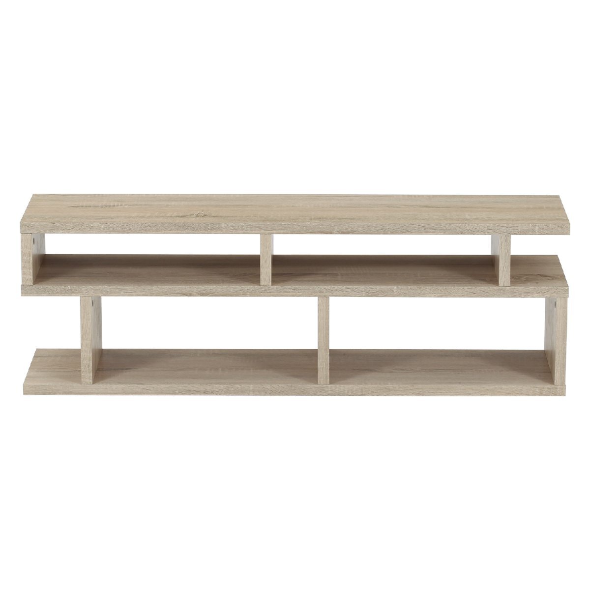 送料無(wú)料 S字型 テレビ臺(tái) S型 テレビボード 萬(wàn)能 収納 オープンラック キャビネット おしゃれ 幅118cm奧行30cm高さ39cm オークカラー 新品