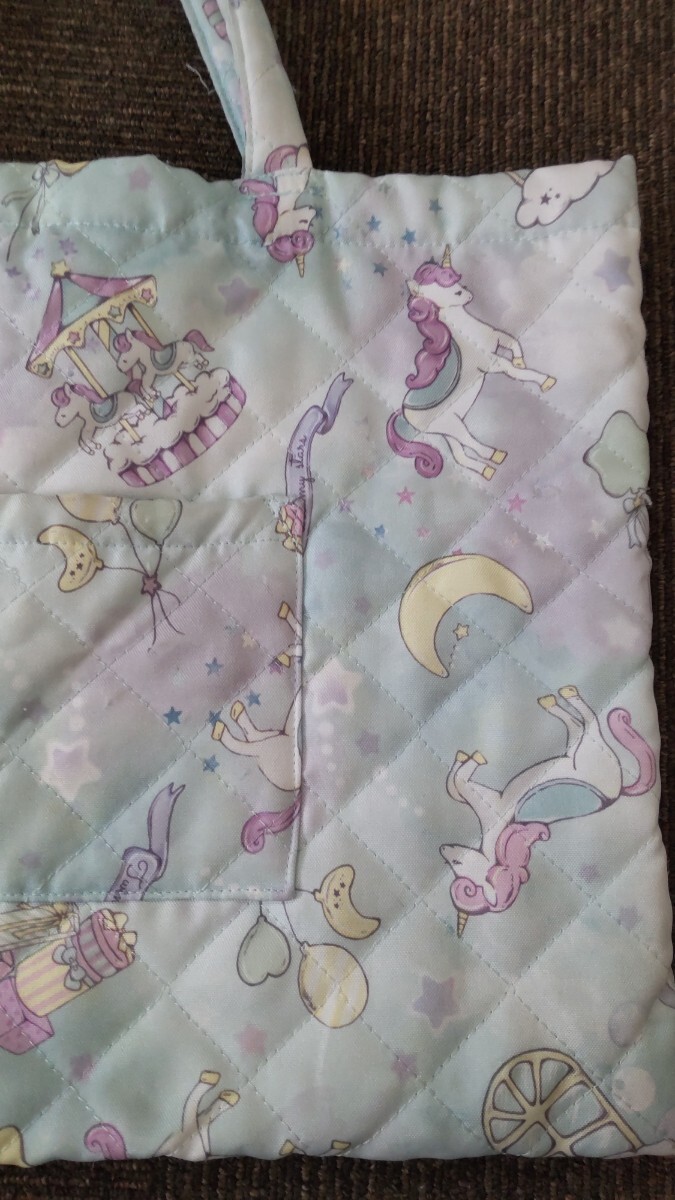 キルトレッスンバッグ ユニコーン 手提げ袋 女の子_画像3