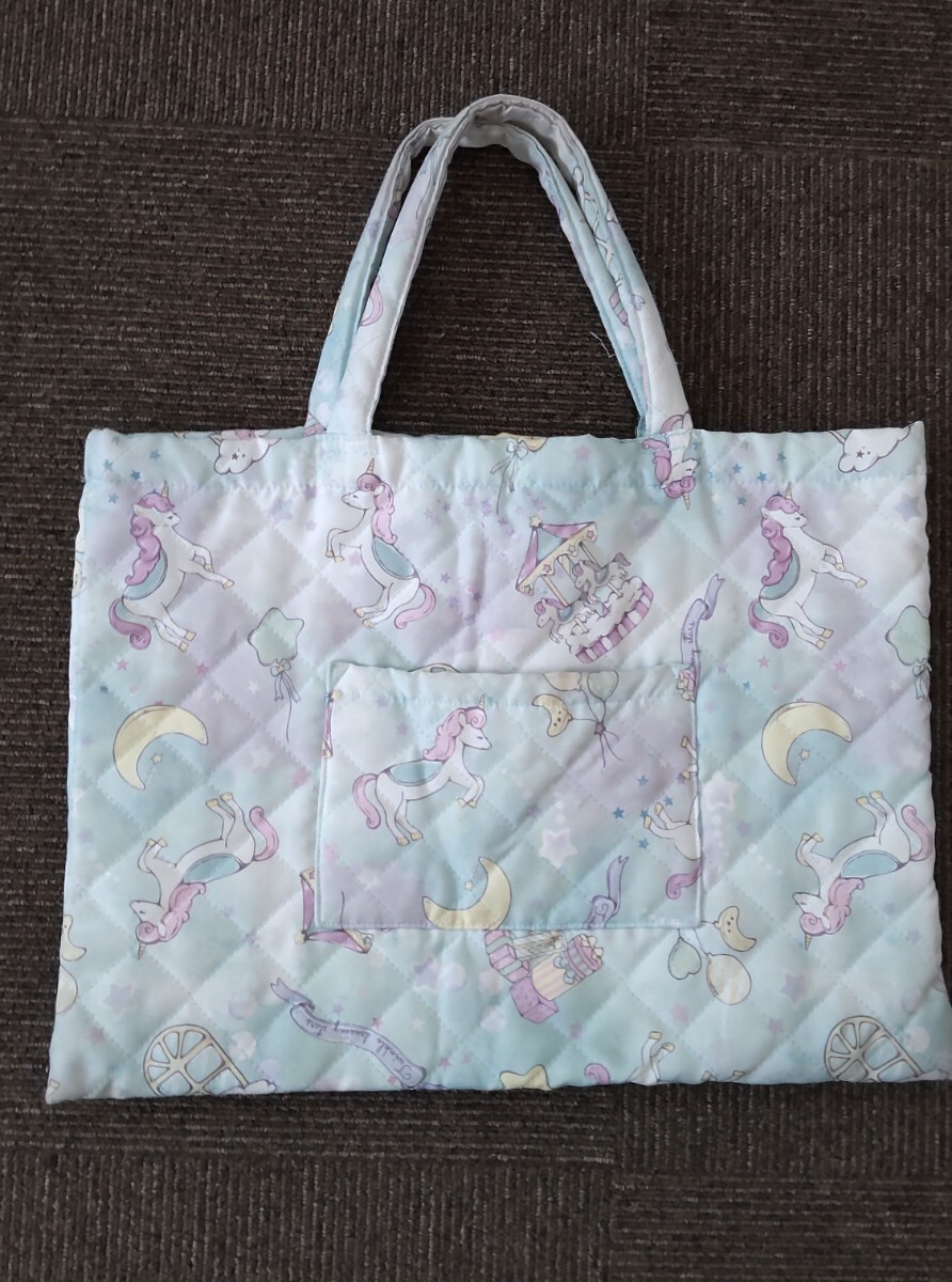 キルトレッスンバッグ ユニコーン 手提げ袋 女の子_画像1