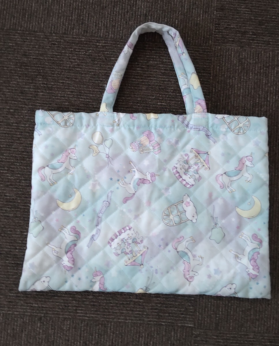 キルトレッスンバッグ ユニコーン 手提げ袋 女の子_画像2