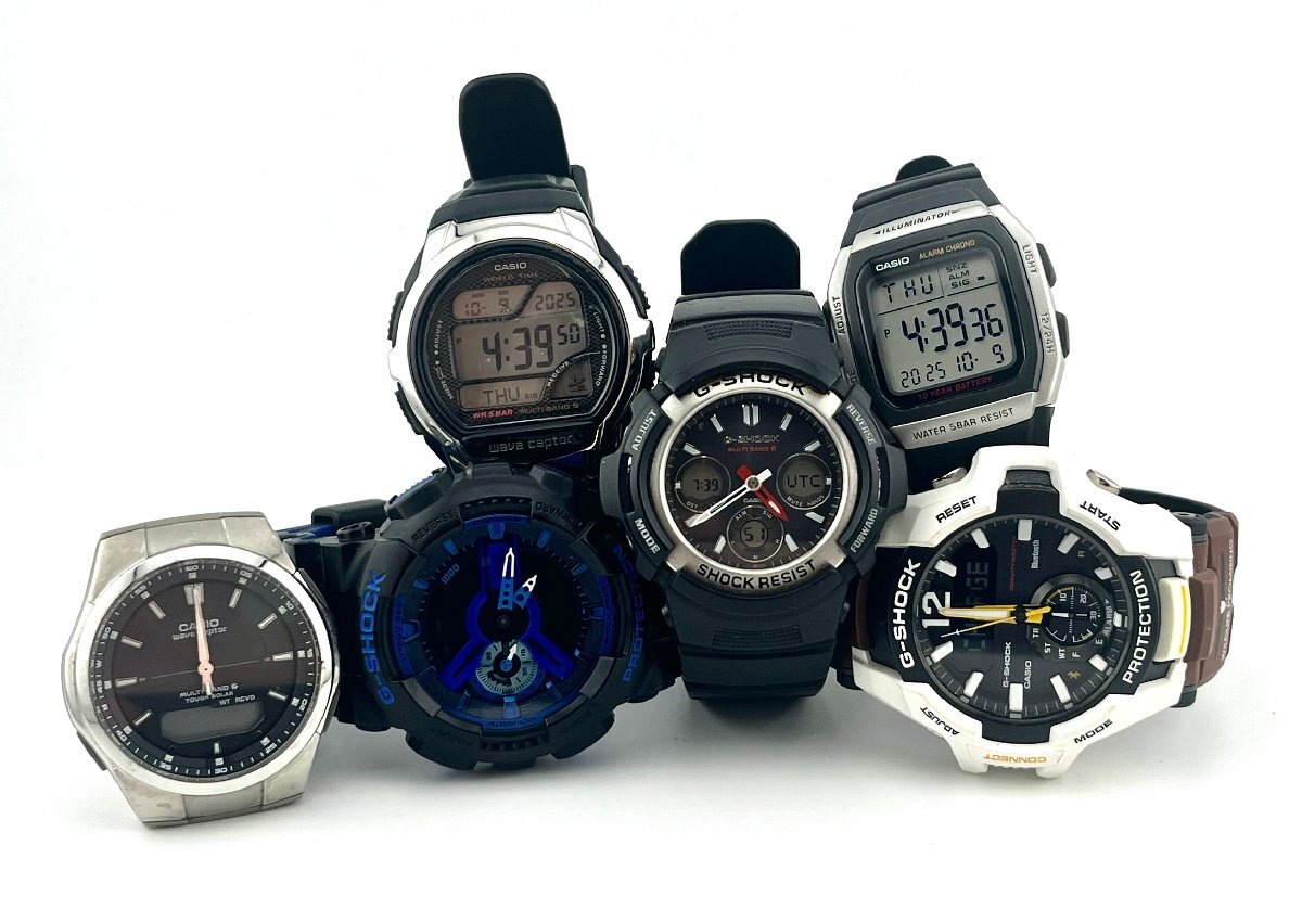 ★BP★ １円　CASIO　カシオ　G-SHOCK　ウェーブセプター　メンズ　腕時計　6本セット　まとめ　ジャンク 【時計】【中古_画像1