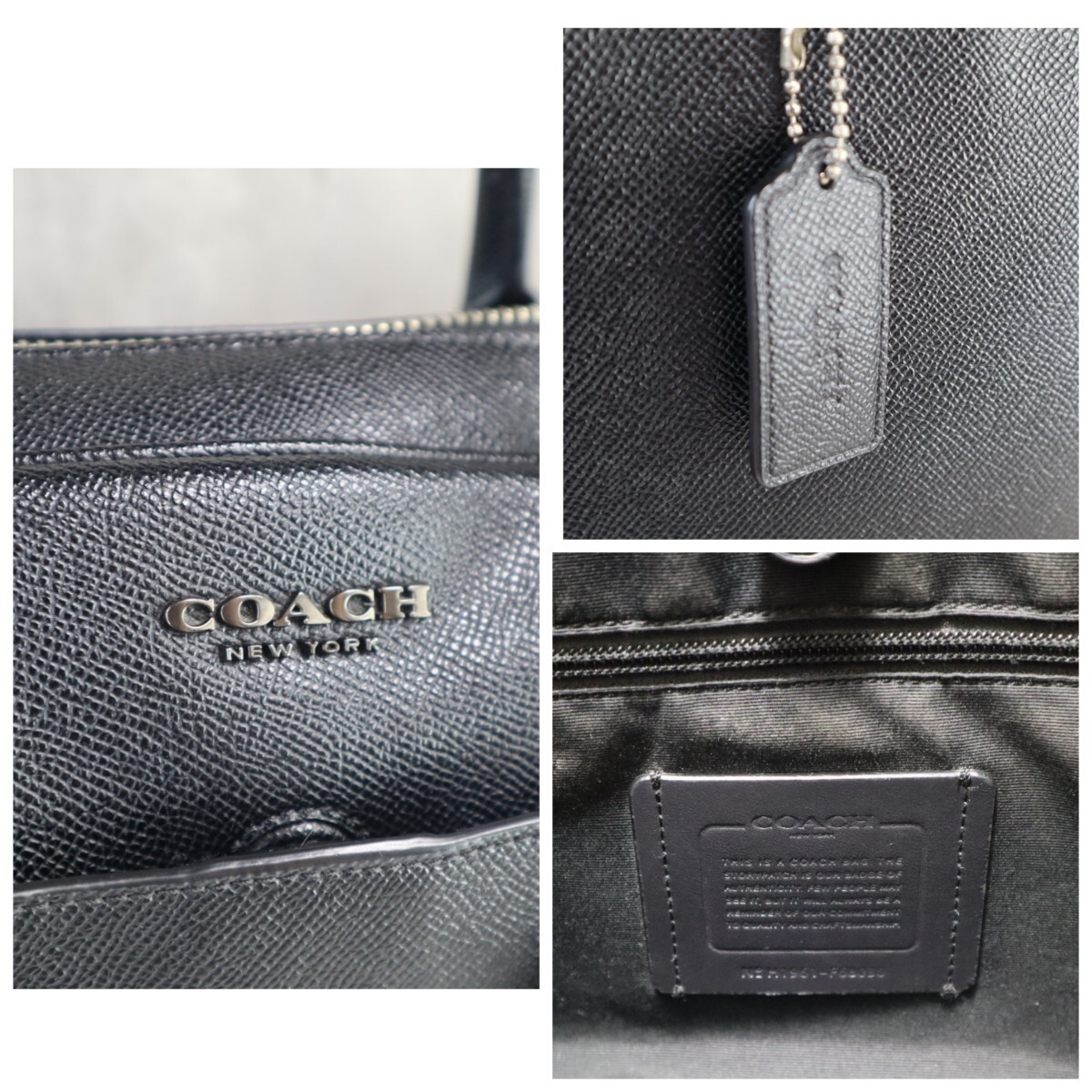 美品 A4 PC コーチ COACH 2way メンズ ブリーフケース ビジネスバッグ サフィアーノレザー 黒 ビジネス 書類 斜め掛け クロスボディ_画像5