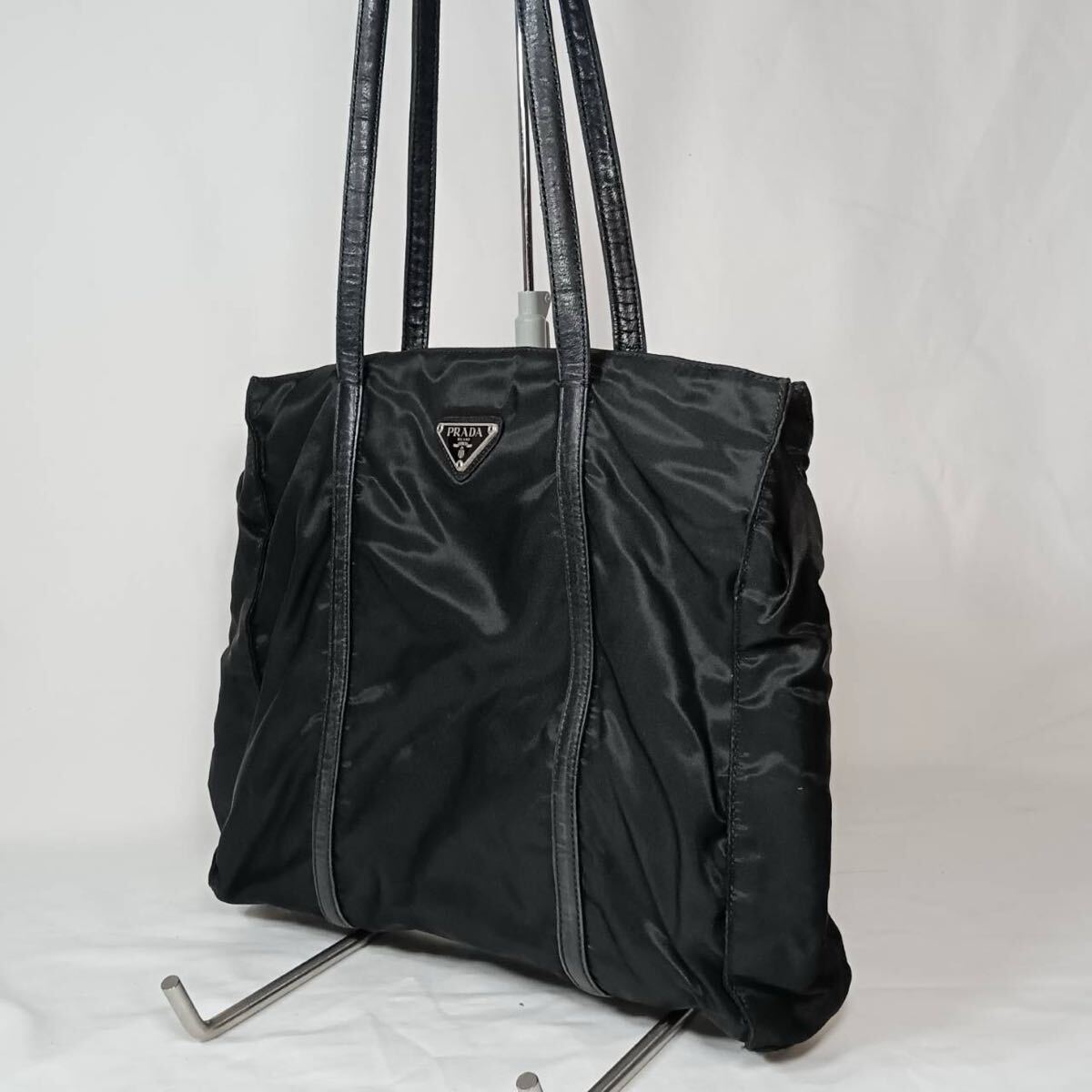 PRADA/プラダ/トートバッグ/ナイロン/ハンドバッグ/ブラック/3角ロゴ/ヴィンテージ_画像1