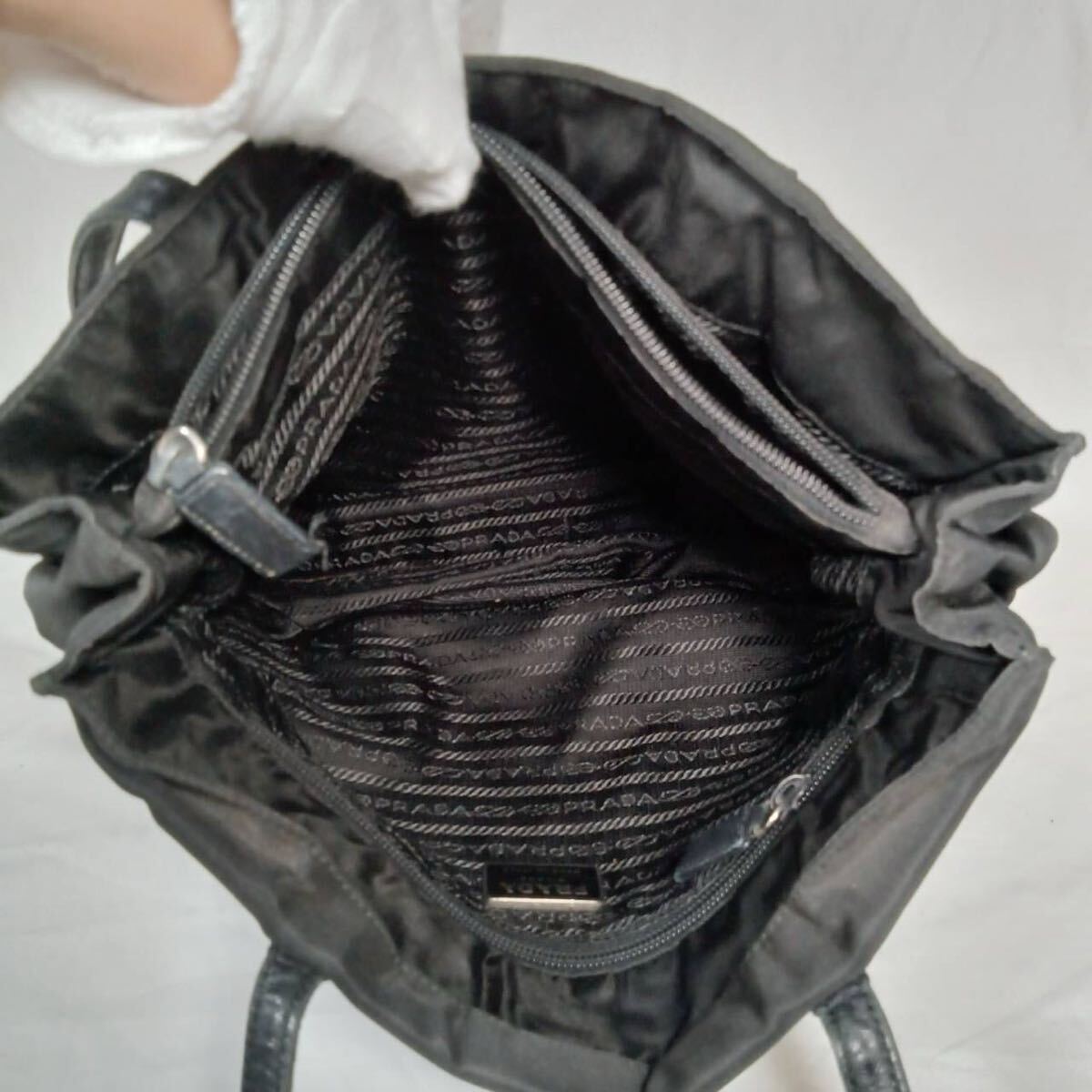 PRADA/プラダ/トートバッグ/ナイロン/ハンドバッグ/ブラック/3角ロゴ/ヴィンテージ_画像7