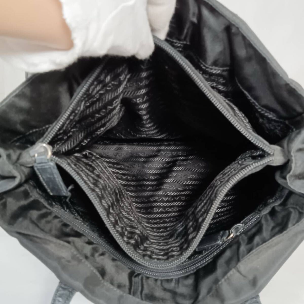 PRADA/プラダ/トートバッグ/ナイロン/ハンドバッグ/ブラック/3角ロゴ/ヴィンテージ_画像8