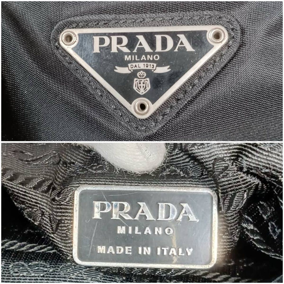 PRADA/プラダ/トートバッグ/ナイロン/ハンドバッグ/ブラック/3角ロゴ/ヴィンテージ_画像9