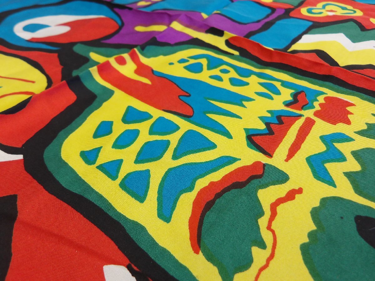 〔楽布〕P40487 シルク スカーフ サイケデリック 86cm×88cm c_画像3
