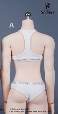 送料110円~)白 1/6 スポブラ 女性 タンクトップ パンツ SATOYS 服 (検 DAMTOYS ブラジャー ブラ TBleague phicen ホットトイズ フィギュア_画像3