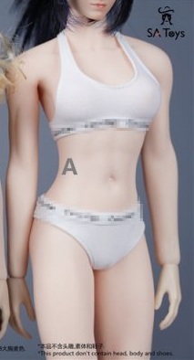 送料110円~)白 1/6 スポブラ 女性 タンクトップ パンツ SATOYS 服 (検 DAMTOYS ブラジャー ブラ TBleague phicen ホットトイズ フィギュア_画像2
