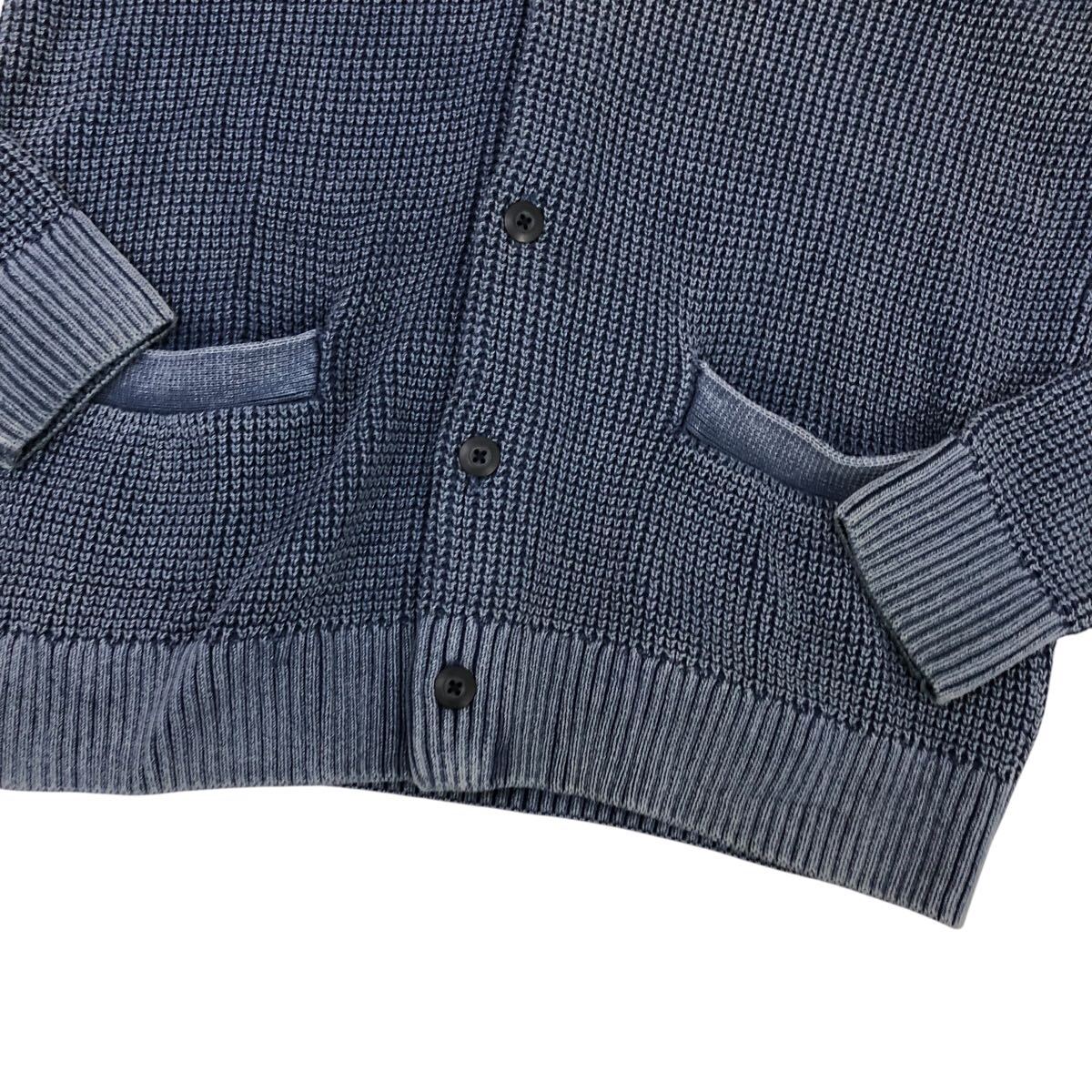 10ND323-71 Abercrombie & Fitch アバクロンビー＆フィッチ 長袖 ニット カーディガン 羽織り トップス 綿100% ネイビー メンズ M_画像3