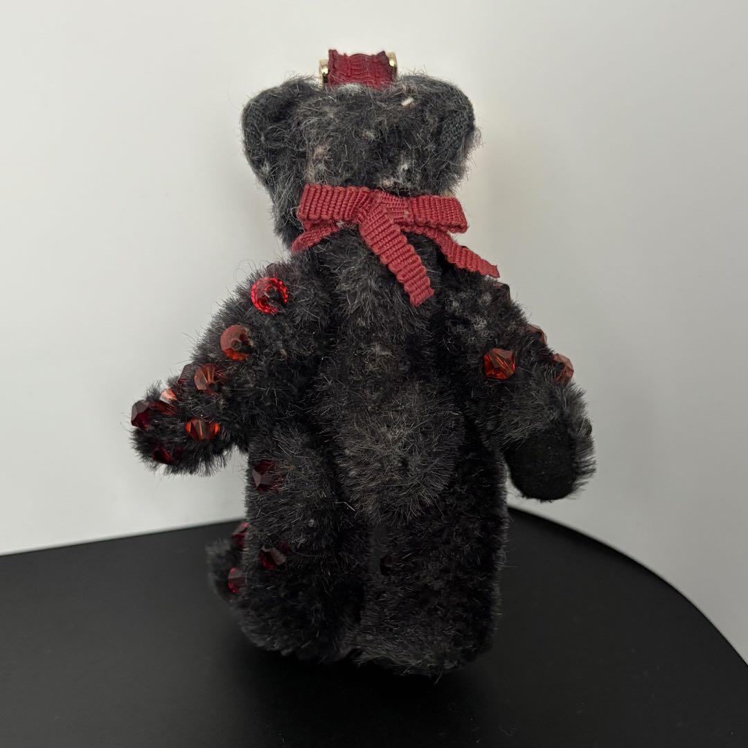 希少 レア プラダ PRADA テディベア キーホルダー 1AR975 キーリング ビジュー ハート ロゴ バッグチャーム クマ 熊 NERO ネロ ブラック_画像3