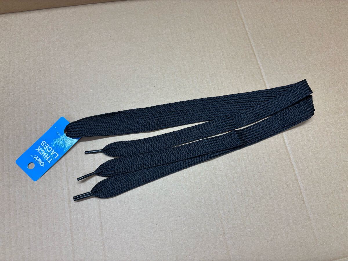 送料無料 新品 約120cm 幅2cm ファットシューレース FATSHOELACES 靴紐 平紐 幅広くつひも 黒色 ブラック BLACK 1足分(2本) 1セット_画像1