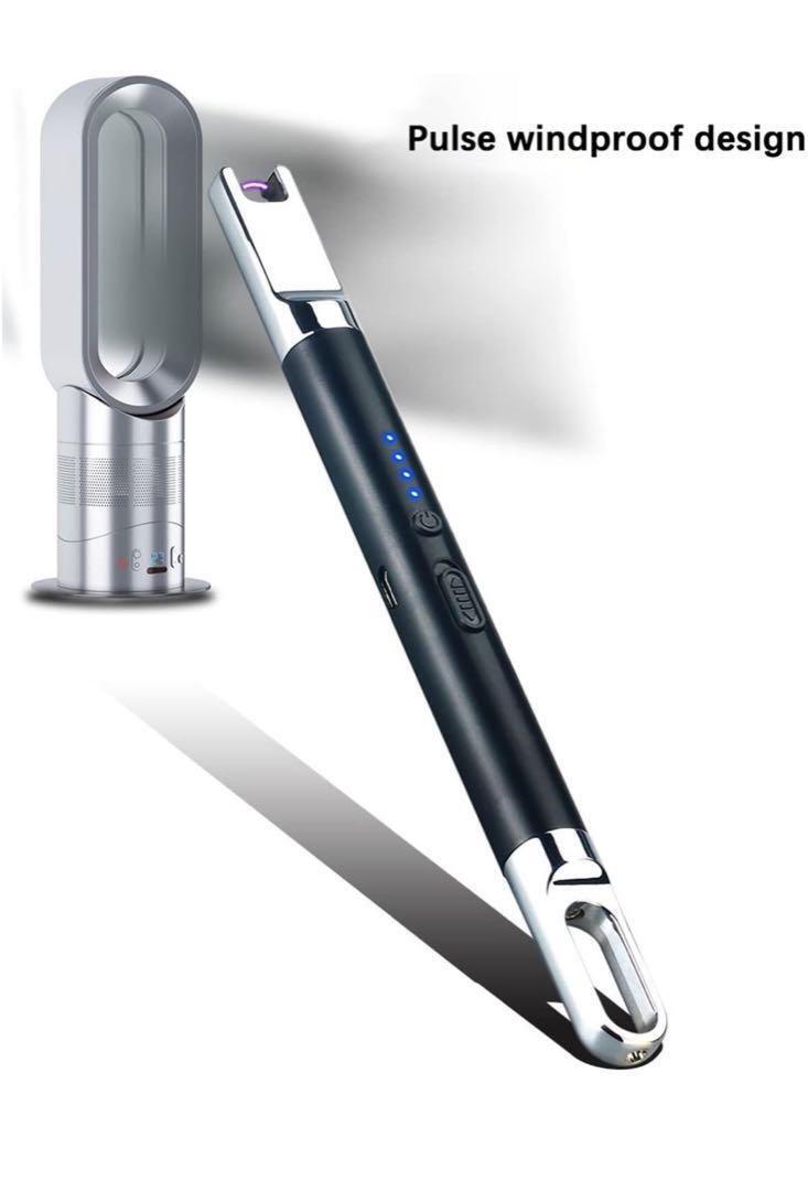 プラズマライター USB充電式 点火ライター BBQ お墓参り アウトドア用ライター 軽量 防風 電子ライター 電量表示　_画像1