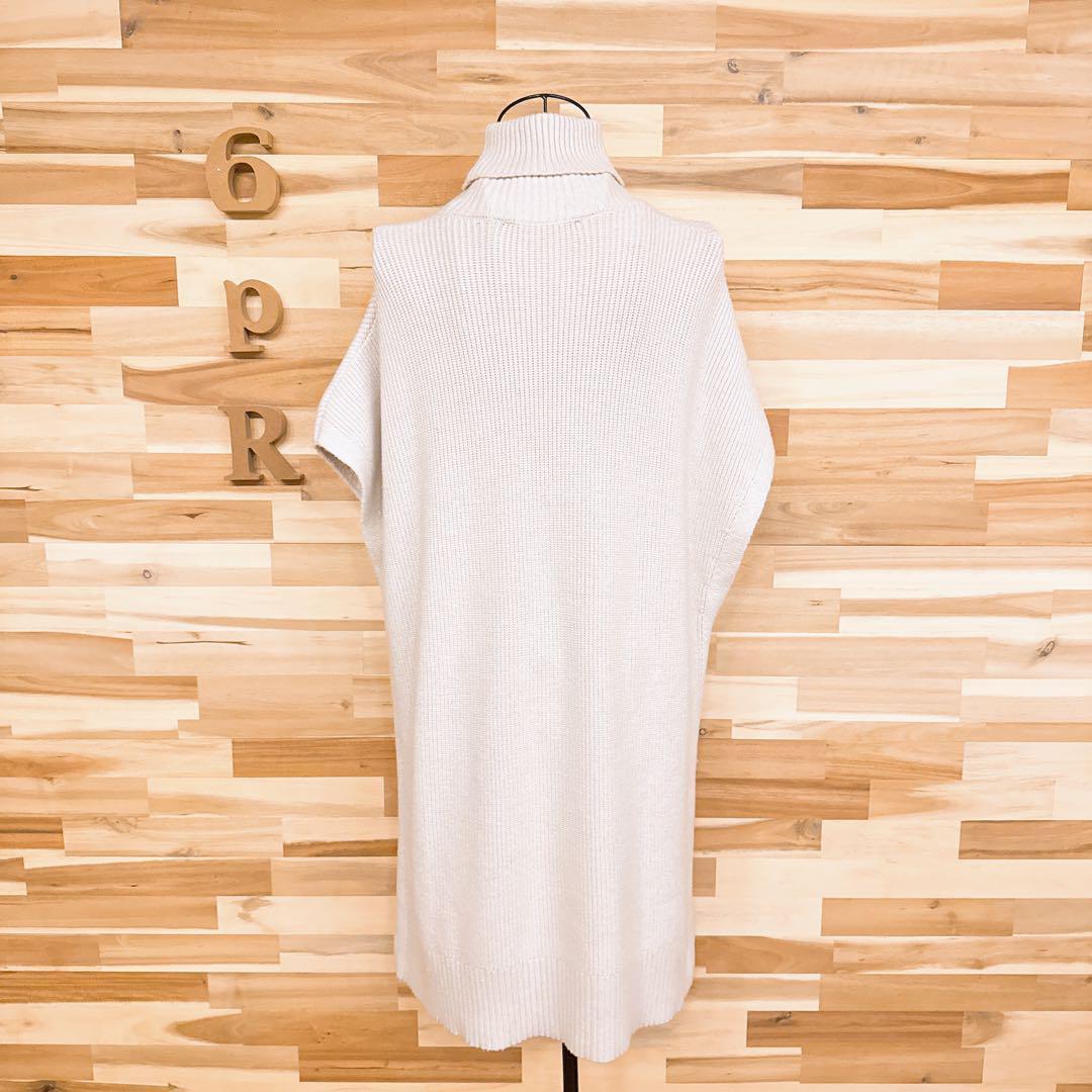 【ザラ】オーバーサイズ タートルネック ロング ニット ベスト Mアイボリー【HFby6PR】レディース・洋服・秋冬【Y3Y9D7Y】_画像6
