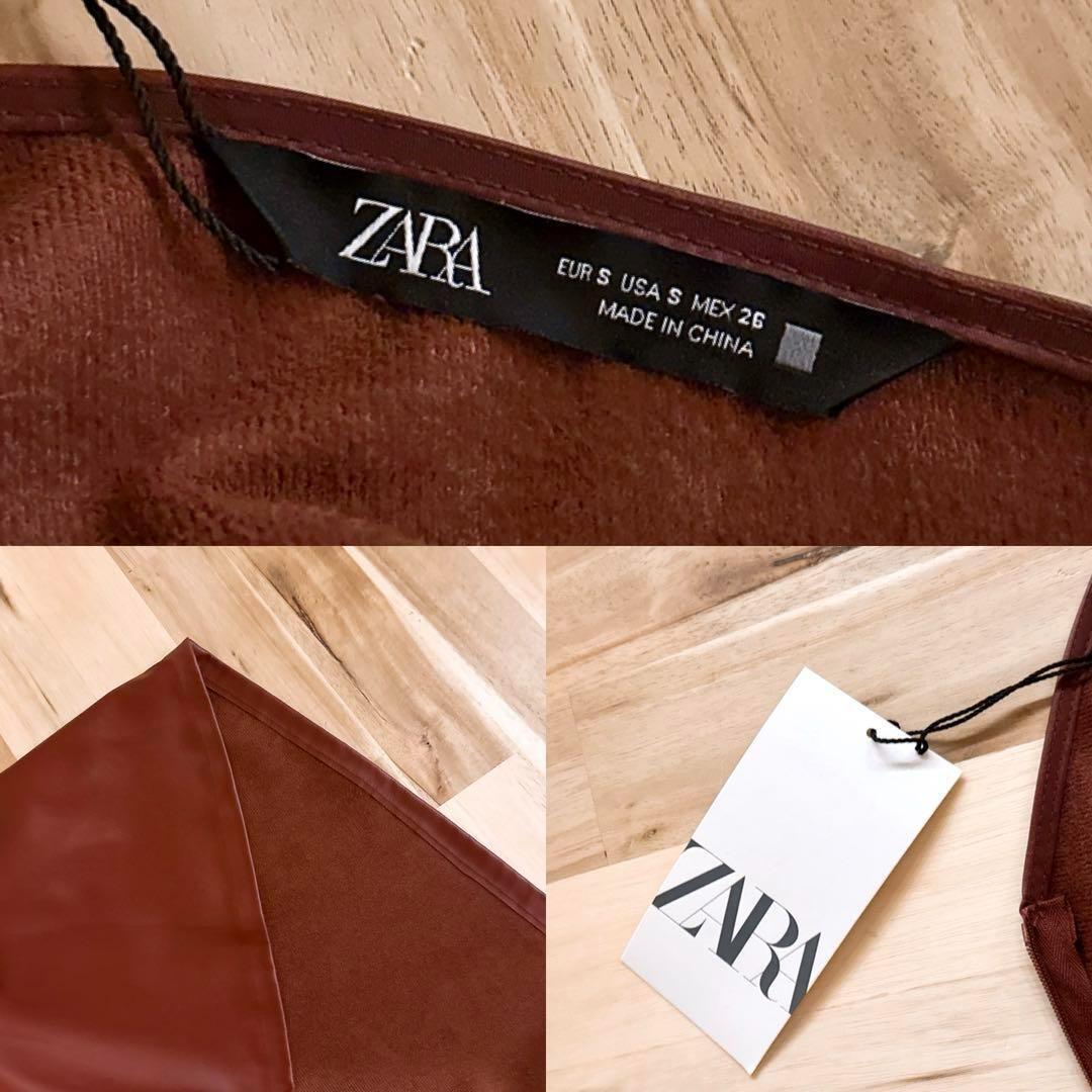 未使用【ザラ】フェイク レザー フリル スリーブ ロング ドレス ワンピースS茶【HFby6PR】レディース・洋服・春夏・秋冬【H4G3V3K】_画像9