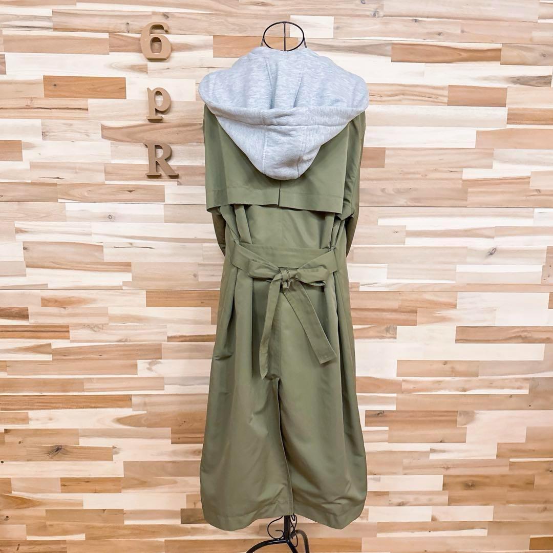 希少【ザラ】オーバーサイズ ミリタリー トレンチ コート フード S-M カーキ【HFby6PR】レディース・洋服・秋冬【W7F3T4X】_画像7