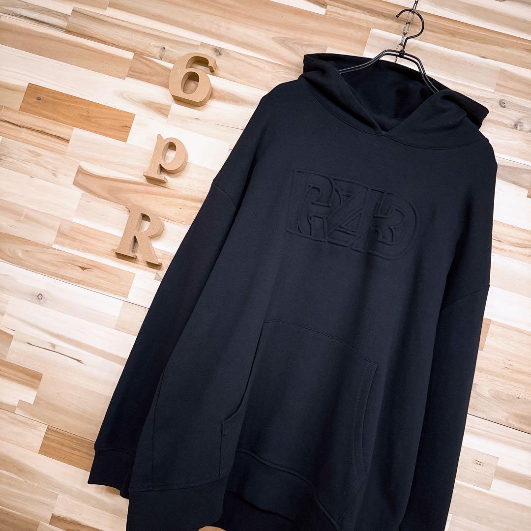 【リザード】エンボス 立体3Dロゴ フーディー パーカー オーバーサイズ M 黒【HFby6PR】メンズ・洋服・秋冬【N3T4G3W】_画像1