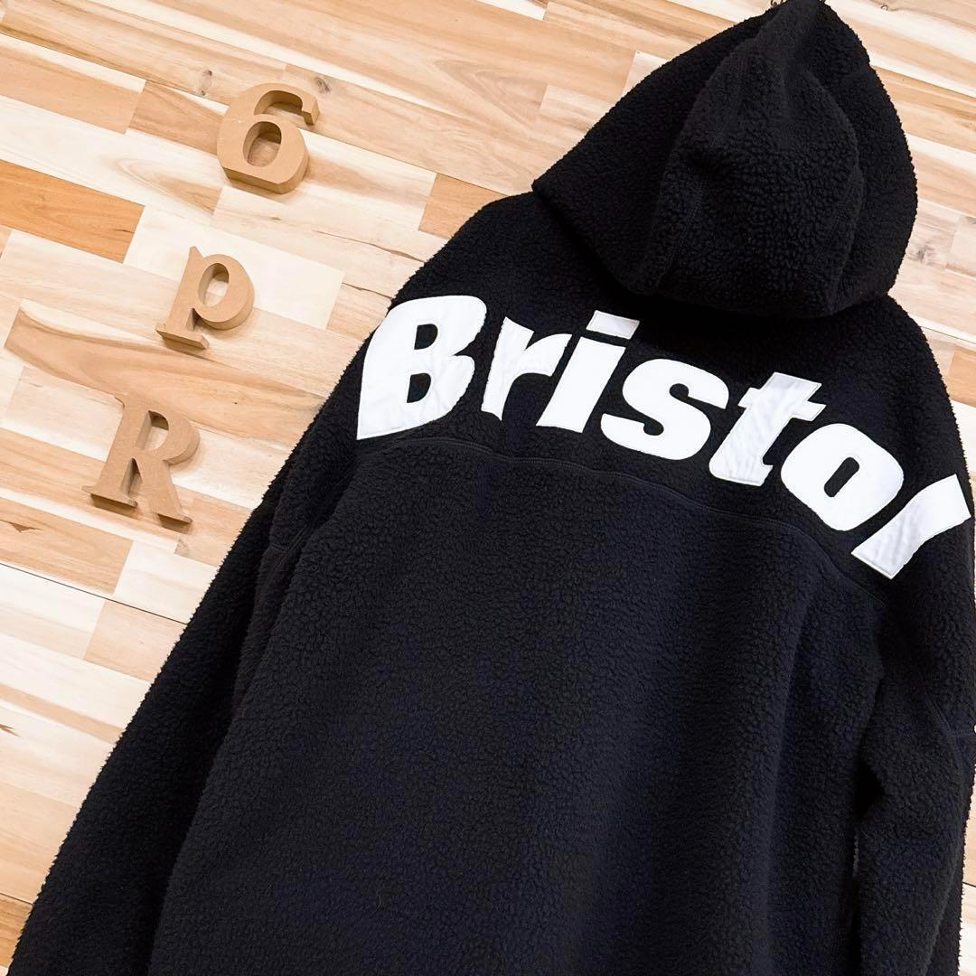 廃番【エフシーレアルブリストル】フリース ボア ビッグ ロゴ ジャケット L 黒【HFby6PR】メンズ・洋服・秋冬【A9T9H9C】_画像1