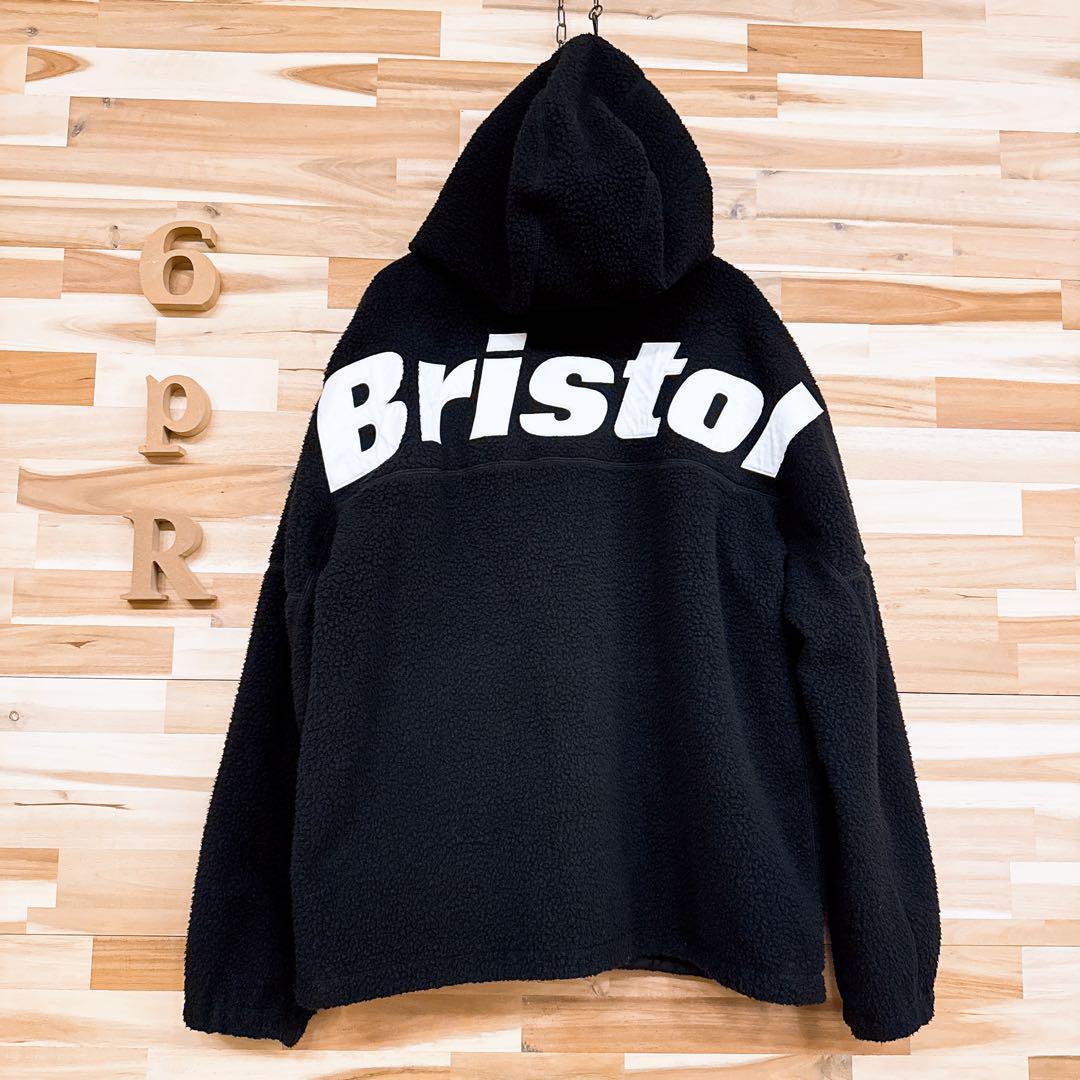 廃番【エフシーレアルブリストル】フリース ボア ビッグ ロゴ ジャケット L 黒【HFby6PR】メンズ・洋服・秋冬【A9T9H9C】_画像2