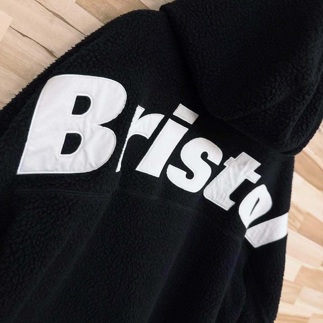 廃番【エフシーレアルブリストル】フリース ボア ビッグ ロゴ ジャケット L 黒【HFby6PR】メンズ・洋服・秋冬【A9T9H9C】_画像3