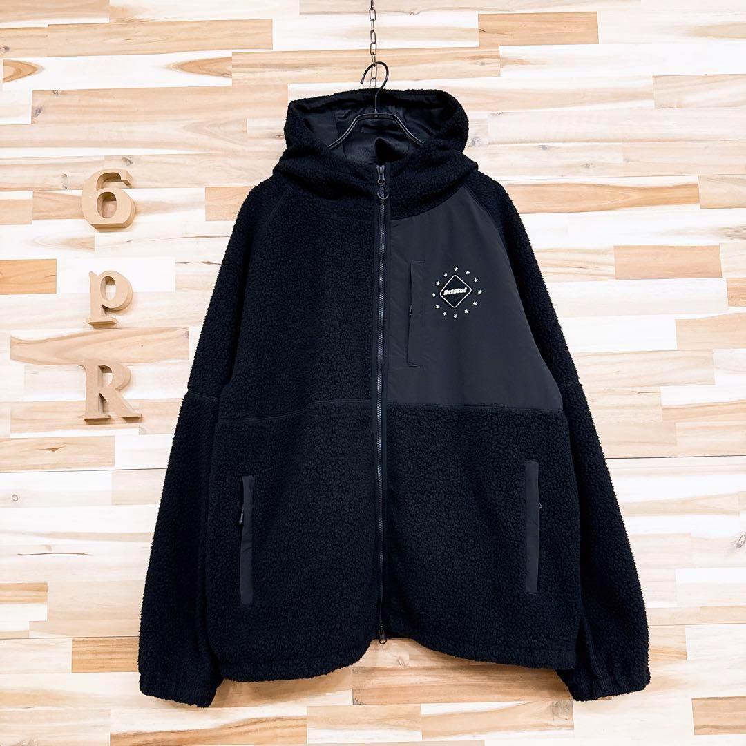 廃番【エフシーレアルブリストル】フリース ボア ビッグ ロゴ ジャケット L 黒【HFby6PR】メンズ・洋服・秋冬【A9T9H9C】_画像4