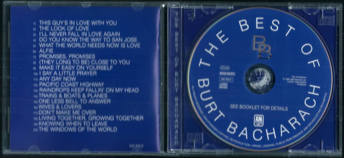 BURT BACHARACH / The Best Of Burt Bacharach 540 452-2 EU盤 CD バート・バカラック / ベスト 4枚同梱発送可能_画像3