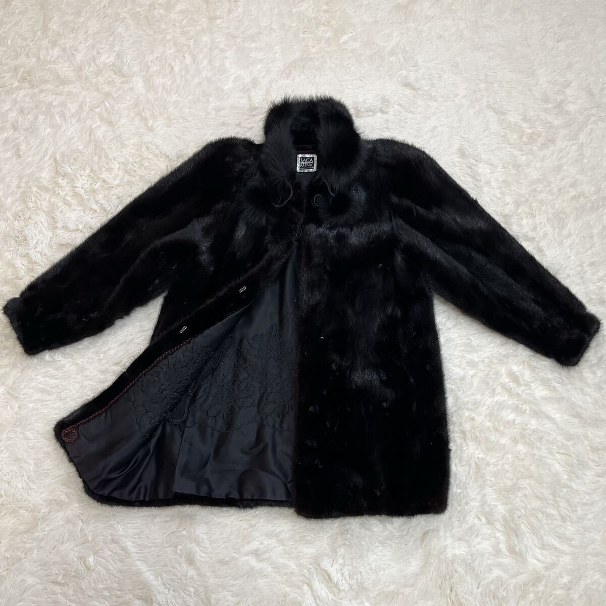 極美品 SAGA MINK ブラックファーコート 毛皮_画像1