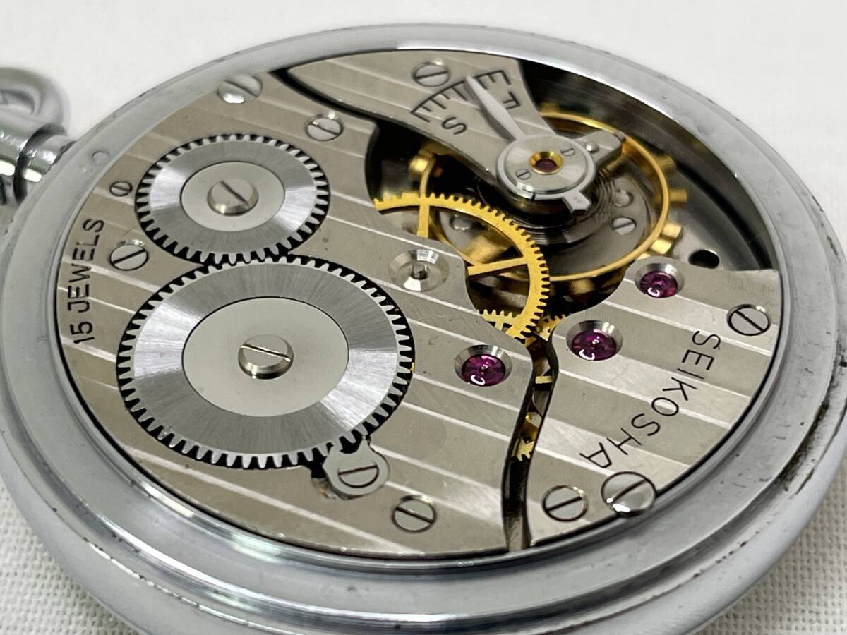 【M50】希少 SEIKO PRECISION 15石 昭 42 79 東鉄八 鉄道時計 SECOND SETTING DIAFLEX 手巻き 懐中時計 稼働品_画像8