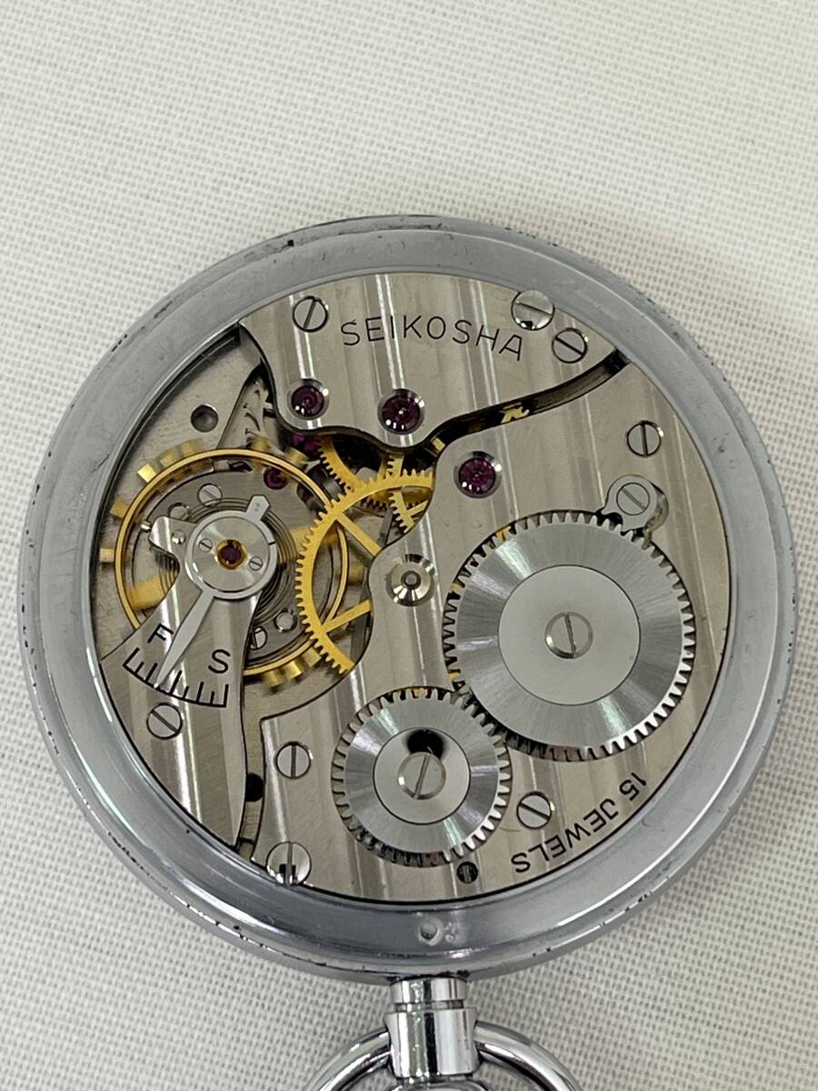 【M50】希少 SEIKO PRECISION 15石 昭 42 79 東鉄八 鉄道時計 SECOND SETTING DIAFLEX 手巻き 懐中時計 稼働品_画像7