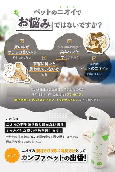 送料300円(税込)■vc734■(0807)ワンダードリーム ペット用消臭・除菌スプレー カンファペット 詰替用 日本製 5点【シンオク】の画像4