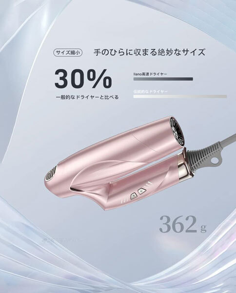 送料300円(稅込)■bv744■(251001)llano 速干型 プラズマドライヤー(ll-pc001) ピンク 18800円相當(dāng)【シンオク】