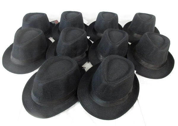 送料300円(税込)■gp410■メンズ ハット帽 ブラック 10点【シンオク】の画像1